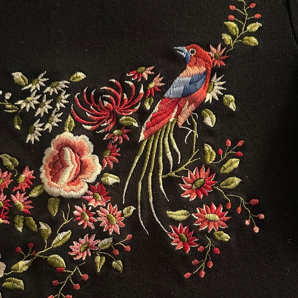 Ralph Lauren Black Top with Colorful Embroidery - Picture 3 of 4